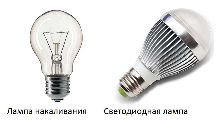 сравнение лампы накаливания и светодиодной